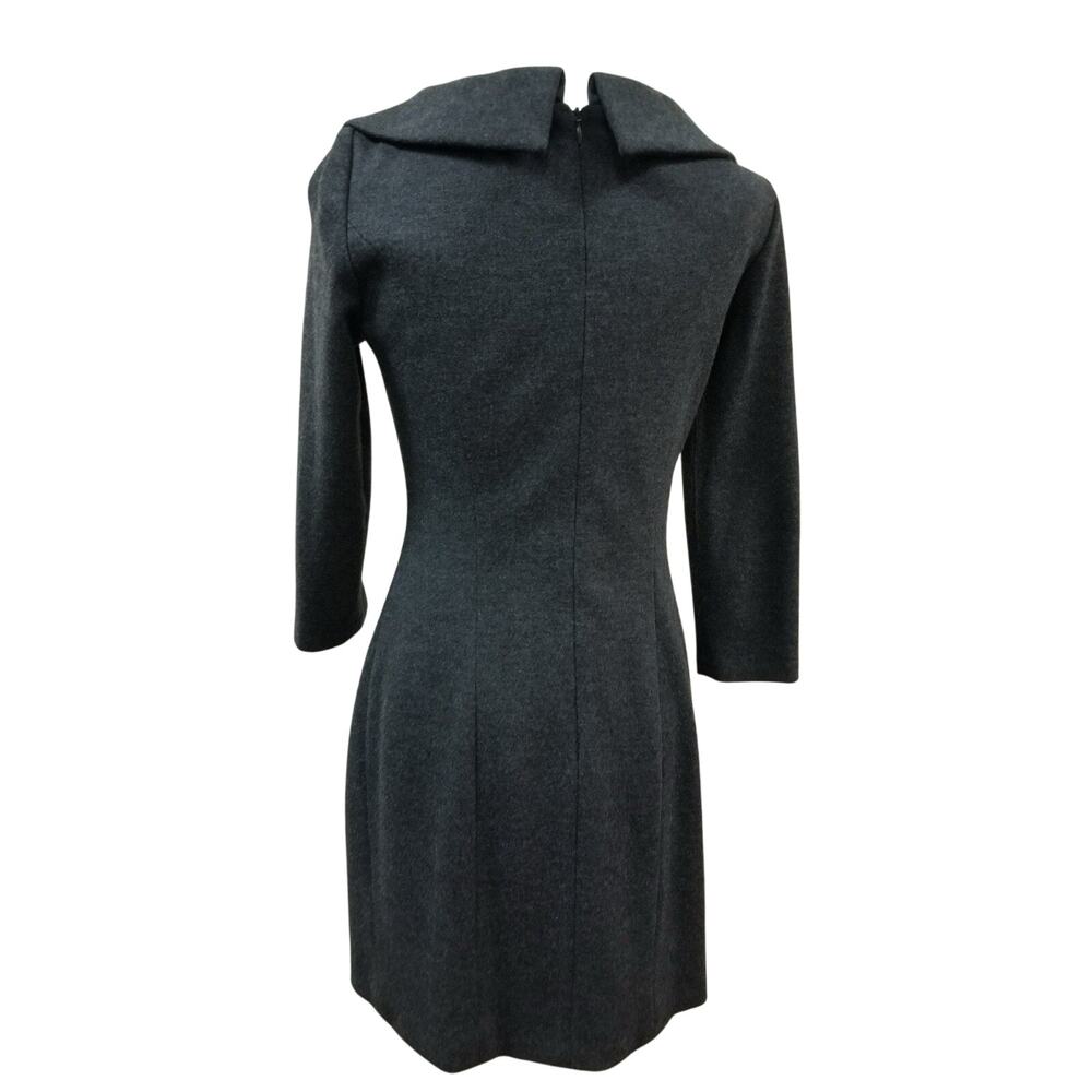 Kay Unger Gray Wool Ruched Sheath Dress Size 6 - Picture 4 of 9